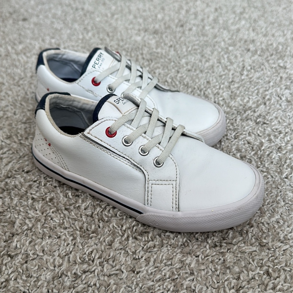 Sperry White Sneakers with Red and Navy Details